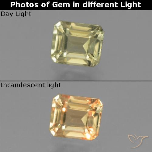 1.01ct طبيعي أصفر رقيق دياسبور متغير اللون, قص الزمرد, قليلا جدا