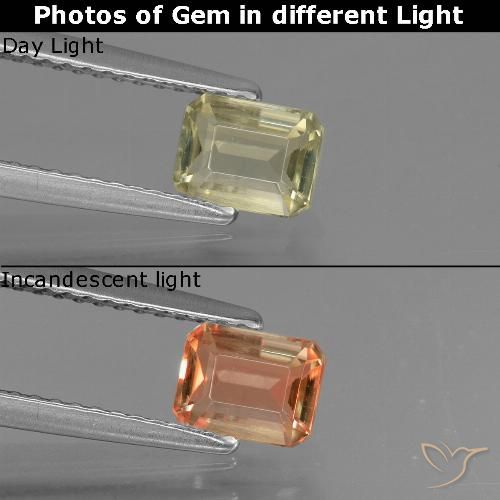 0.78ct طبيعي أصفر فاتح دياسبور متغير اللون, قص الزمرد, قليلا جدا