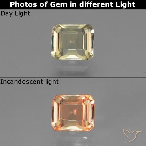0.95ct طبيعي أصفر باهت دياسبور متغير اللون, قص الزمرد, VVS-VS