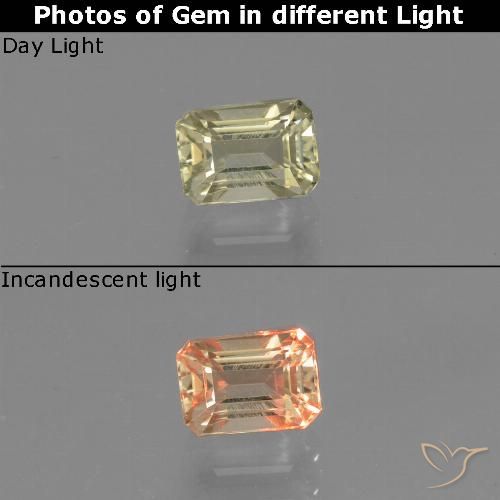 0.83ct طبيعي أصفر باهت جدا دياسبور متغير اللون, قص الزمرد, VVS-VS