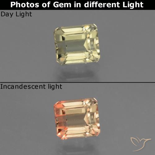 1.07ct طبيعي أصف فاتح جدا دياسبور متغير اللون, قص الزمرد, قليلا جدا