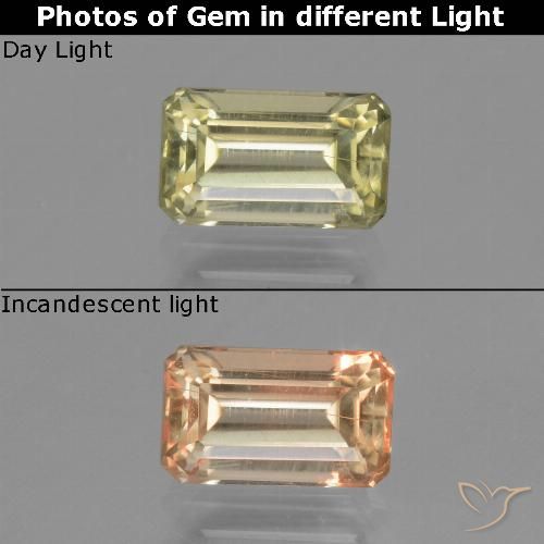 1.20ct طبيعي أصفر فاتح دياسبور متغير اللون, قص الزمرد, قليلا جدا