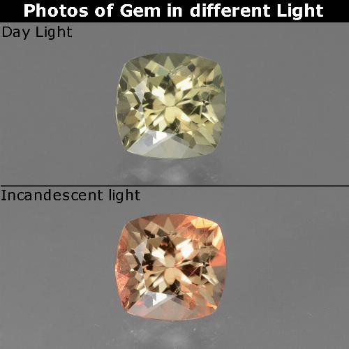 دياسبور متغير اللون بيج أصفر طبيعي، قطع وسادة، 0.94 قيراط، قليلا جدا