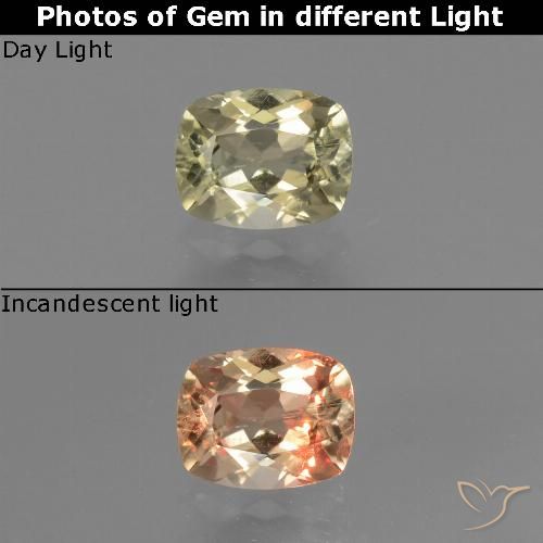 0.72ct طبيعي أصف فاتح جدا دياسبور متغير اللون, وسادة, قليلا جدا