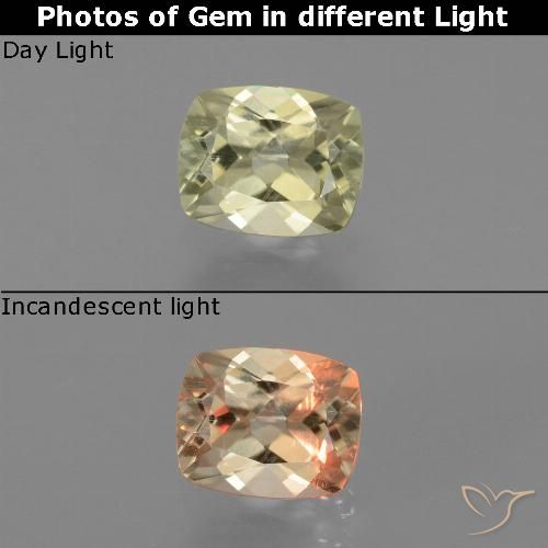 0.78ct طبيعي أصف فاتح جدا دياسبور متغير اللون, وسادة, قليلا جدا