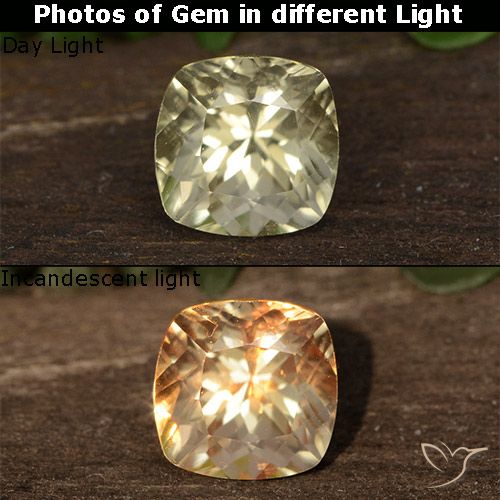 0.80ct طبيعي أصفر رقيق دياسبور متغير اللون, وسادة, VVS-VS