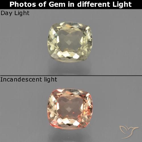 0.81ct طبيعي أصف فاتح جدا دياسبور متغير اللون, وسادة, VVS-VS