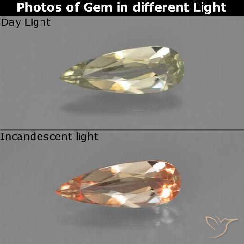 0.76ct طبيعي أصفر متوسط دياسبور متغير اللون, شكل الكمثرى, VVS-VS