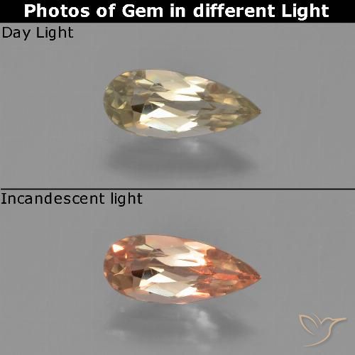 0.70ct طبيعي أصفر ترابى دياسبور متغير اللون, شكل الكمثرى, VVS-VS