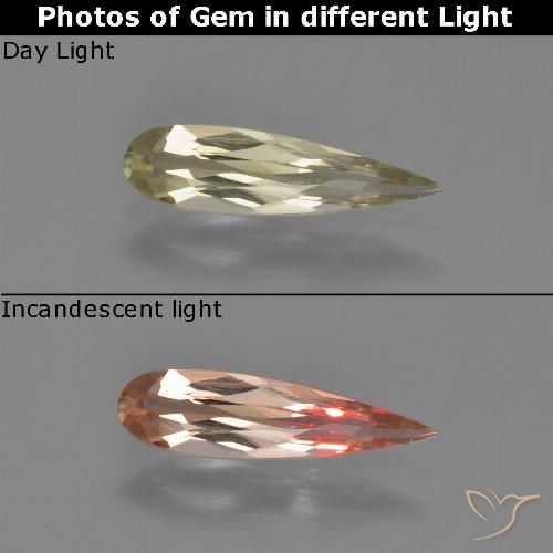 0.82ct طبيعي أصفر ترابى دياسبور متغير اللون, شكل الكمثرى, VVS-VS