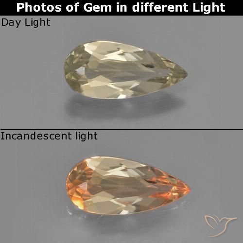1.09ct طبيعي أصفر-ذهبى فاتح جدا دياسبور متغير اللون, شكل الكمثرى, VVS-VS