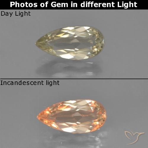 1.22ct طبيعي أصفر ترابى دياسبور متغير اللون, شكل الكمثرى, VVS-VS