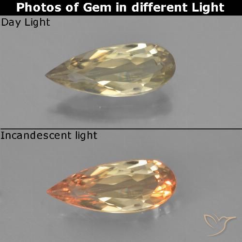 1.40ct طبيعي أصفر ترابى دياسبور متغير اللون, شكل الكمثرى, VVS-VS