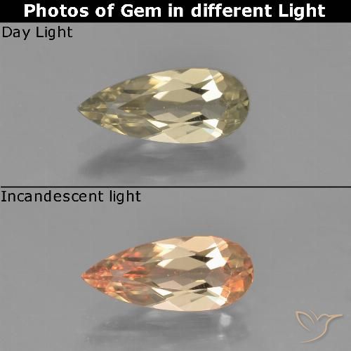 1.15ct طبيعي أصفر دافئ دياسبور متغير اللون, شكل الكمثرى, VVS-VS