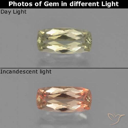 1.01ct طبيعي أصفر فاتح دياسبور متغير اللون, وسادة, VVS