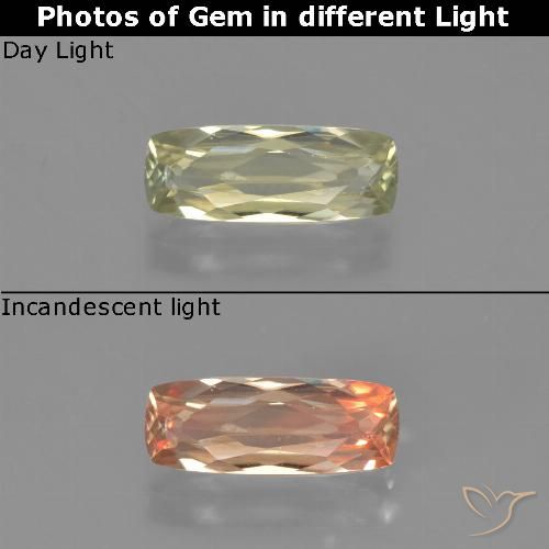 1.07ct طبيعي أصفر-ذهبى فاتح جدا دياسبور متغير اللون, وسادة, VVS