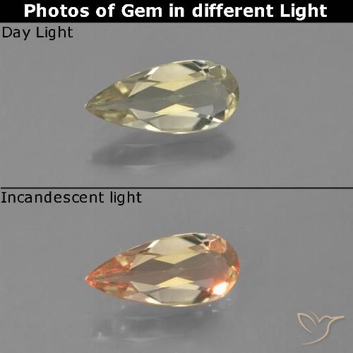 0.79ct طبيعي أصفر-ذهبى فاتح جدا دياسبور متغير اللون, شكل الكمثرى, VVS-VS