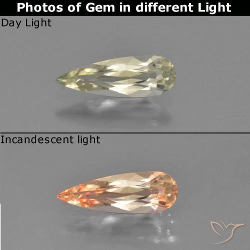 0.83ct طبيعي بيج أصفر دياسبور متغير اللون, شكل الكمثرى, VVS-VS