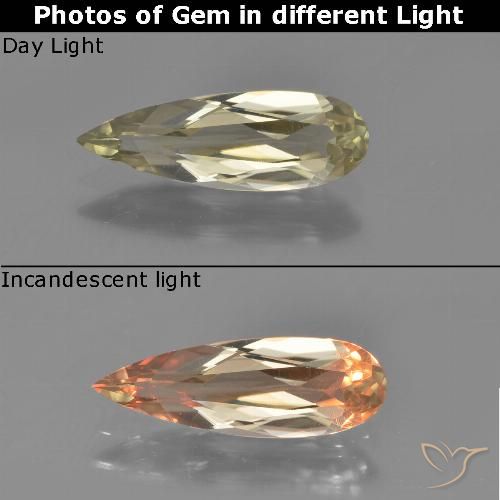 1.22ct طبيعي أصفر بنى دياسبور متغير اللون, شكل الكمثرى, VVS