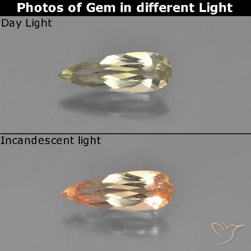 0.64ct طبيعي أصف فاتح جدا دياسبور متغير اللون, شكل الكمثرى, VVS-VS