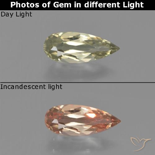0.77ct طبيعي أصفر فاتح دياسبور متغير اللون, شكل الكمثرى, VVS-VS