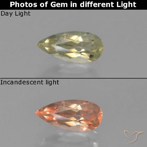 0.76ct طبيعي بيج أصفر دياسبور متغير اللون, شكل الكمثرى, VVS-VS