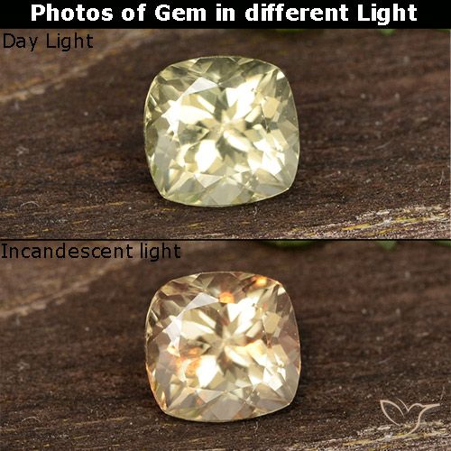0.60ct طبيعي أصفر فاتح دياسبور متغير اللون, وسادة, قليلا جدا