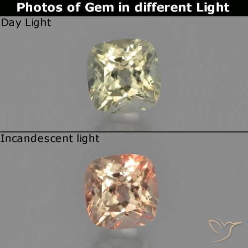 0.65ct طبيعي أصفر فاتح دياسبور متغير اللون, وسادة, قليلا جدا