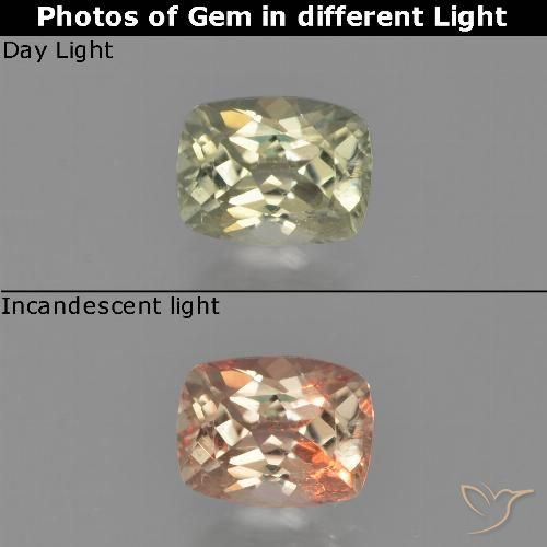 0.67ct طبيعي أصف فاتح جدا دياسبور متغير اللون, وسادة, قليلا جدا