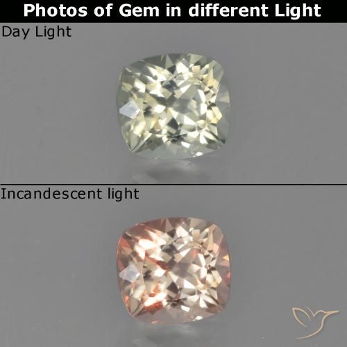 0.76ct طبيعي أصفر باهت دياسبور متغير اللون, وسادة, قليلا جدا