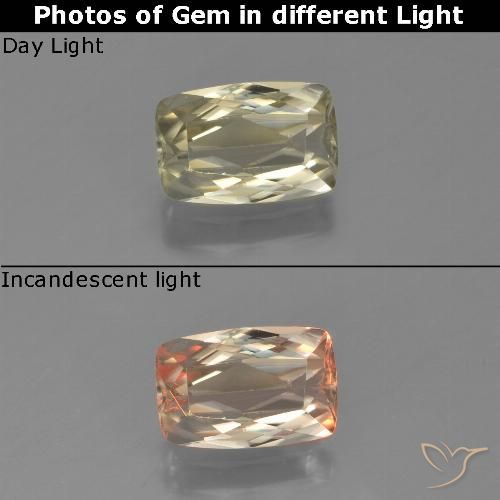 1.16ct طبيعي أصفر فاتح دياسبور متغير اللون, وسادة, VVS-VS