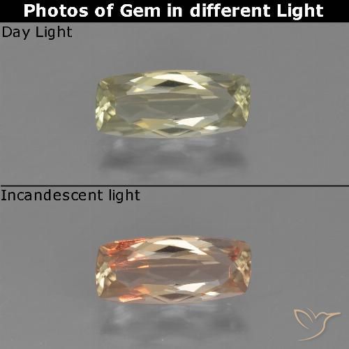 1.14ct طبيعي أصفر فاتح دياسبور متغير اللون, وسادة, VVS