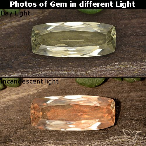 1.22ct طبيعي أصفر فاتح دياسبور متغير اللون, وسادة, قليلا جدا