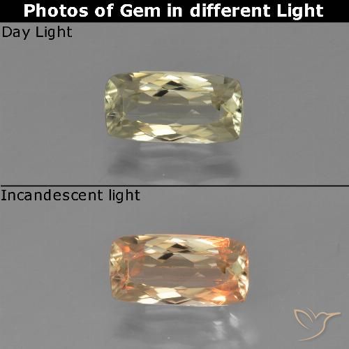 1.21ct طبيعي أصفر فاتح دياسبور متغير اللون, وسادة, قليلا جدا