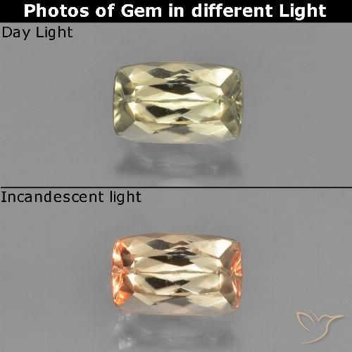 1.38ct طبيعي أصفر فاتح دياسبور متغير اللون, وسادة, قليلا جدا