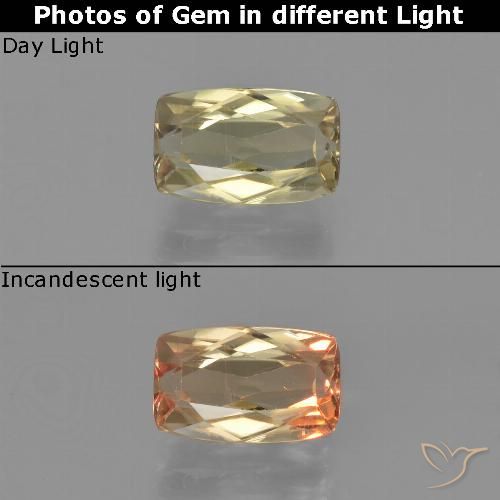 1.38ct طبيعي أصفر دافئ دياسبور متغير اللون, وسادة, قليلا جدا