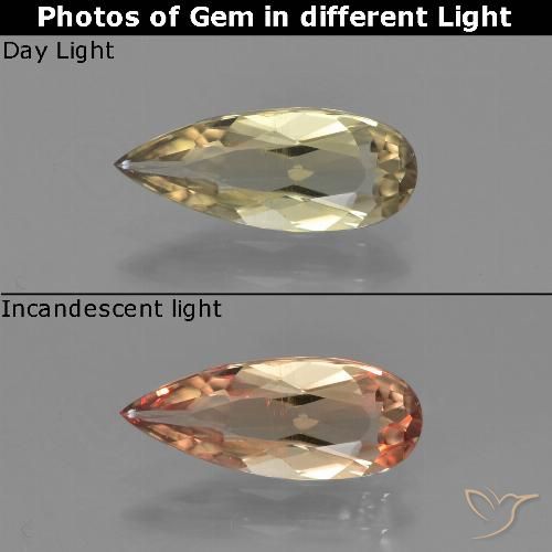 1.31ct طبيعي أصفر ترابى دياسبور متغير اللون, شكل الكمثرى, VVS-VS