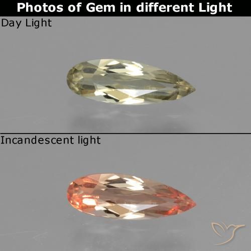 0.63ct طبيعي أصفر-ذهبى فاتح جدا دياسبور متغير اللون, شكل الكمثرى, VVS-VS