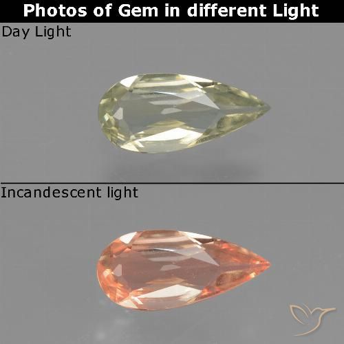 0.63ct طبيعي بيج أصفر دياسبور متغير اللون, شكل الكمثرى, VVS-VS