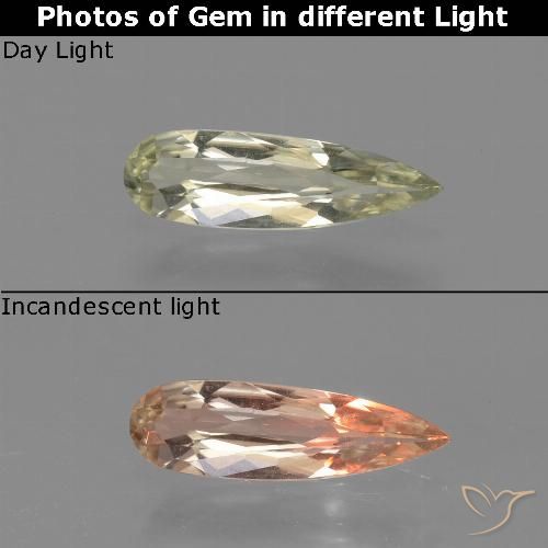 0.60ct طبيعي أصفر فاتح دياسبور متغير اللون, شكل الكمثرى, VVS-VS