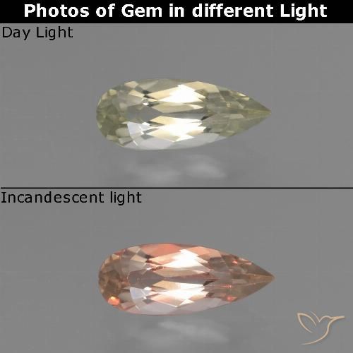 0.77ct طبيعي أصف فاتح جدا دياسبور متغير اللون, شكل الكمثرى, VS-SI