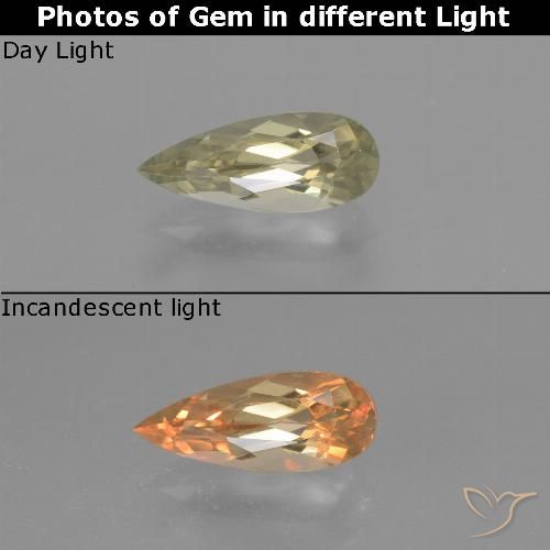 1.35ct طبيعي أصفر فاتح دياسبور متغير اللون, شكل الكمثرى, VVS-VS