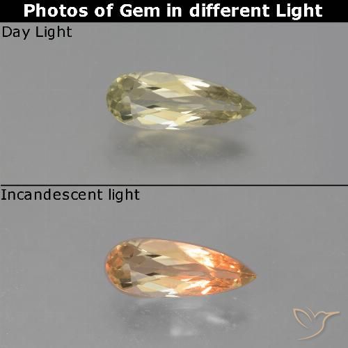 1.00ct طبيعي أصفر باهت دياسبور متغير اللون, شكل الكمثرى, قليلا جدا
