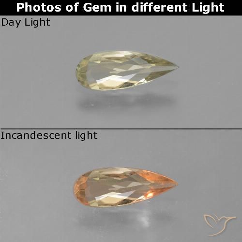 0.81ct طبيعي أصفر فاتح دياسبور متغير اللون, شكل الكمثرى, قليلا جدا