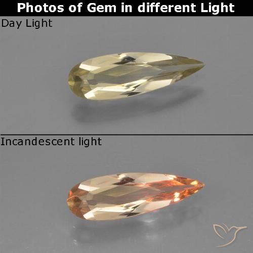 0.84ct طبيعي أصفر دافئ دياسبور متغير اللون, شكل الكمثرى, VVS-VS