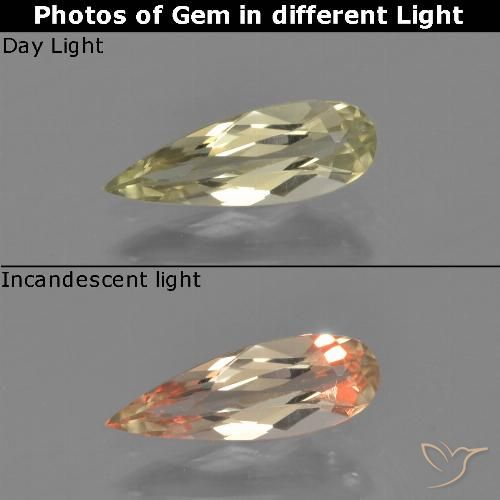 0.68ct طبيعي أصفر باهت دياسبور متغير اللون, شكل الكمثرى, VVS-VS