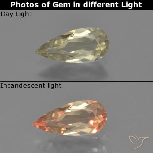 0.71ct طبيعي أصفر باهت دياسبور متغير اللون, شكل الكمثرى, VVS-VS