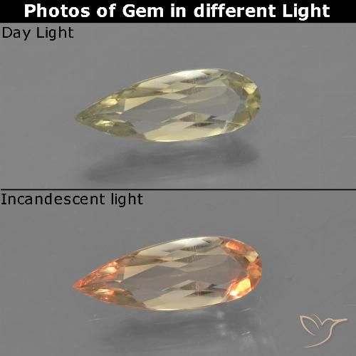 0.80ct طبيعي أصفر باهت دياسبور متغير اللون, شكل الكمثرى, VVS-VS