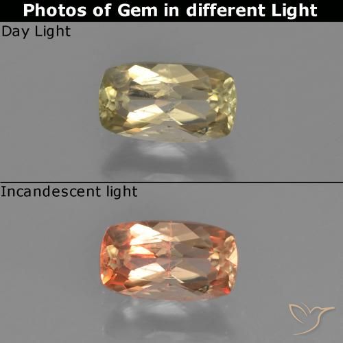 0.77ct طبيعي أصف فاتح جدا دياسبور متغير اللون, وسادة, قليلا جدا