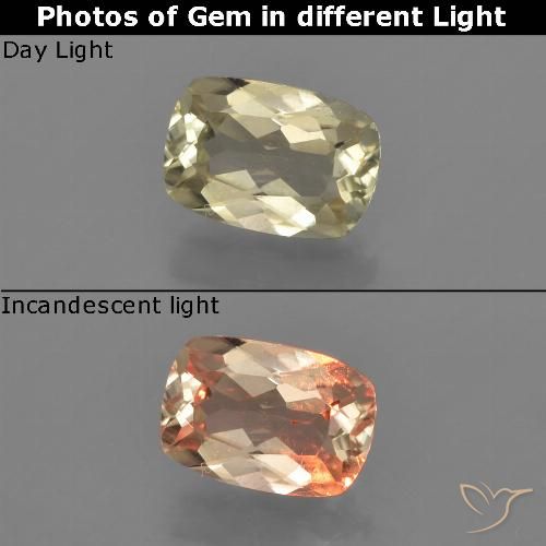 0.93ct طبيعي أصفر ترابى دياسبور متغير اللون, وسادة, VVS-VS